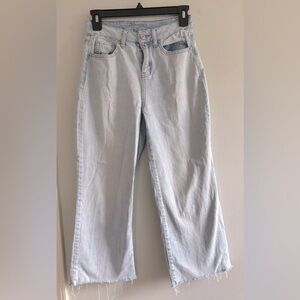 Rewash cropped raw hem light wash jeans